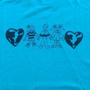 Vintage Fruit of Loom Best USA Single Stitch Tee Large Children of the World